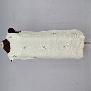 Talbots Vintage Linen Sleeveless Sheath Dress with Embroidery 14